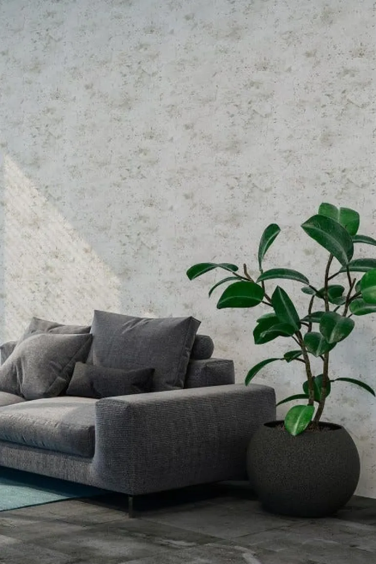 Papier peint vinyl sur support intissé loft béton gris moyen