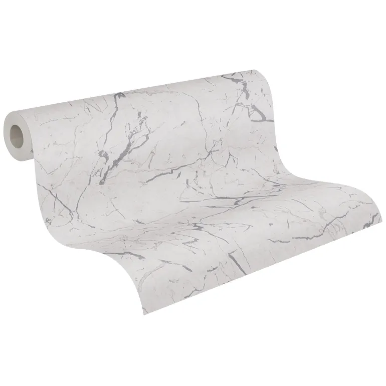 Papier peint vinyl sur support intissé marbre lisse blanc