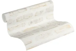 Papier peint vinyl sur support intissé brique loft blanc