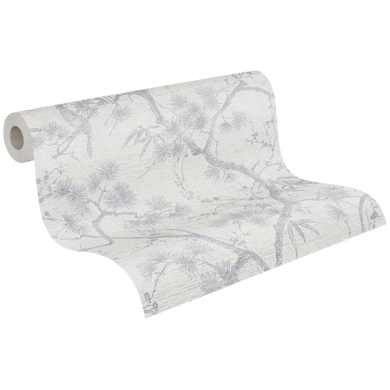 Papier peint expansé support intissé garden ivoire/argent