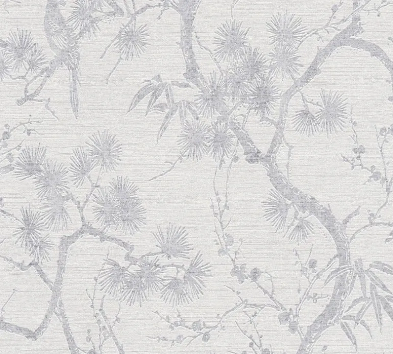 Papier peint expansé support intissé garden ivoire/argent