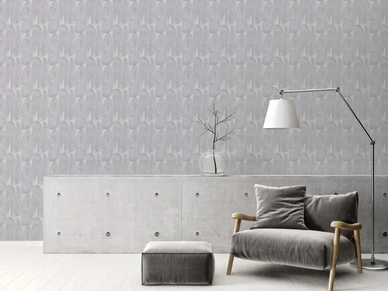 Papier peint expansé sur intissé palme 70' gris fond écru