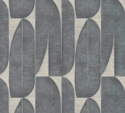 Papier peint expansé sur intissé palme 70' noir fond beige