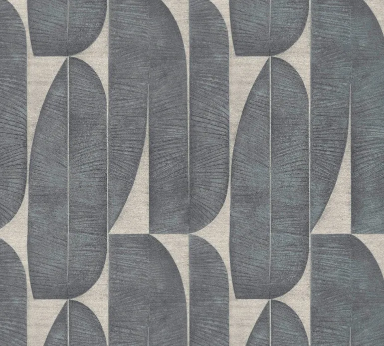 Papier peint expansé sur intissé palme 70' noir fond beige