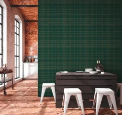 Papier peint vinyl support intissé écossais vert