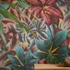 Papier peint vinyl sur support intissé tropical multicolore