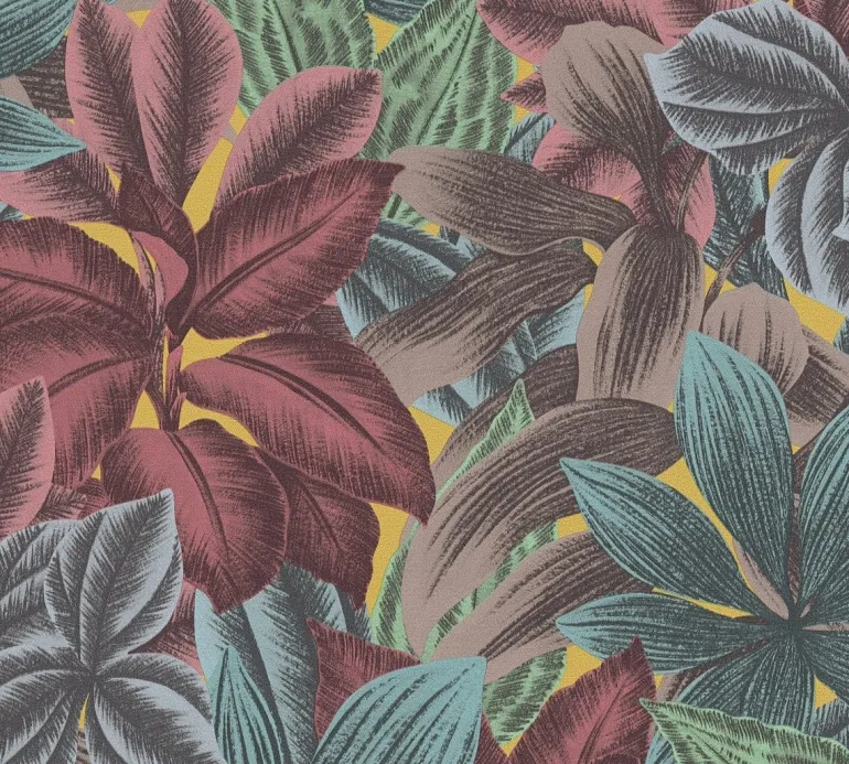Papier peint vinyl sur support intissé tropical multicolore