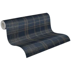 Papier peint vinyl sur support intissé écossais bleu