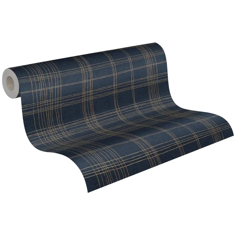 Papier peint vinyl sur support intissé écossais bleu
