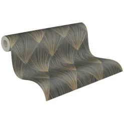Papier peint vinyl sur support intissé high lights noir/or