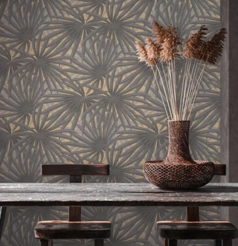 Papier peint vinyl sur support intissé palmeraie bronze