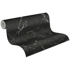 Papier peint vinyl sur support intissé marbre lisse noir