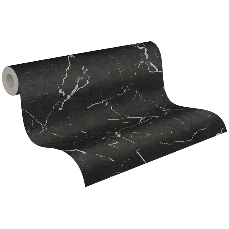 Papier peint vinyl sur support intissé marbre lisse noir