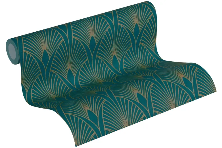 Papier peint vinyl sur support intissé glamourous petrol