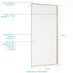 Paroi à l'italienne Japandi motif droit 90x200x0,6 cm
