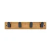 Patère contemporaine 4 têtes noir sur plaque MDF bambou (x1)