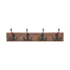Patère rustique 4 têtes/8 crochets noir plaque MDF noyer(x1)