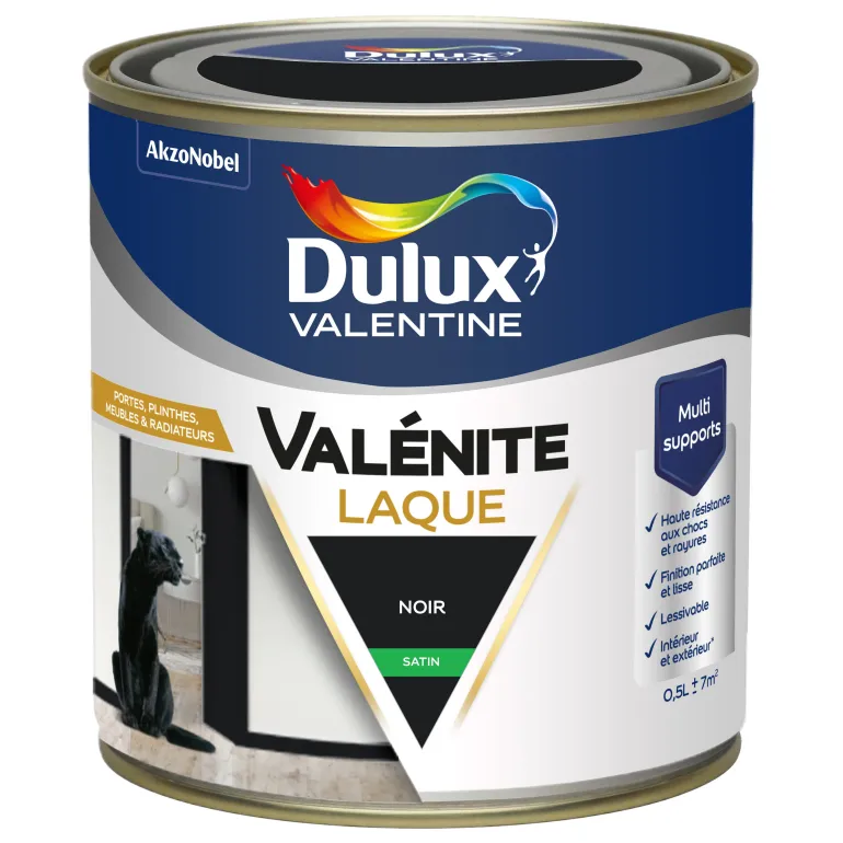 Peinture laque acrylique Valénite Noir Satin 0,5L