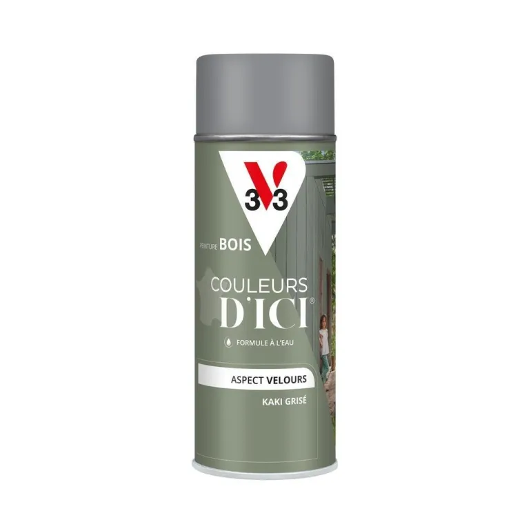 Peinture bois aérosol couleurs d'ici kaki grisé 400ml V33