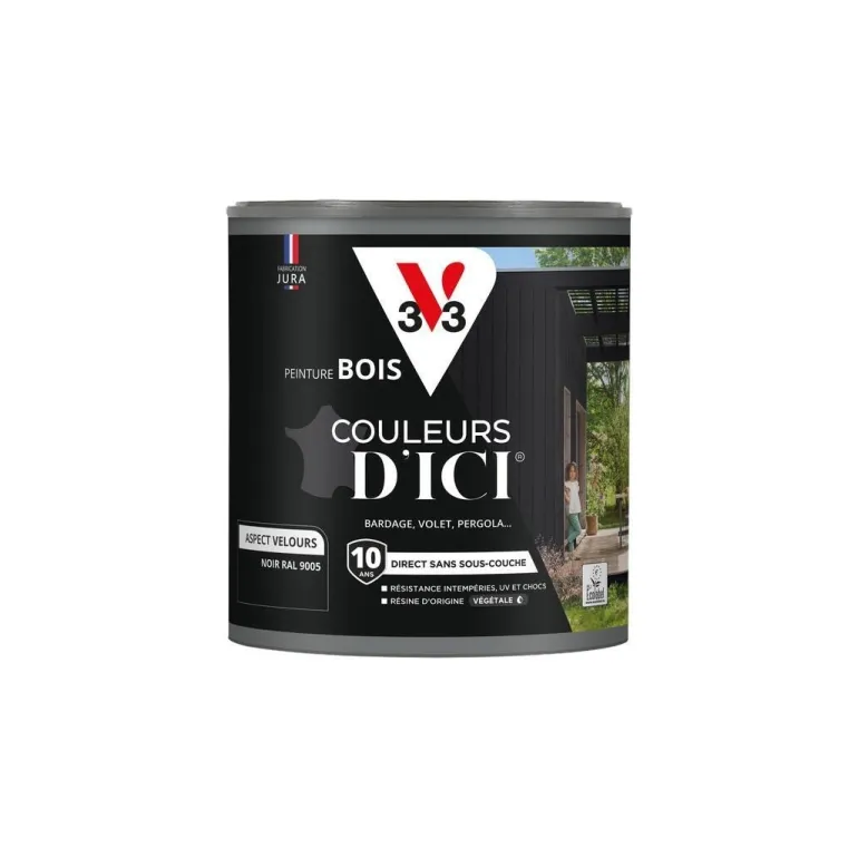 Peinture bois extérieur couleurs d'ici noir ral9005 0,5L V33