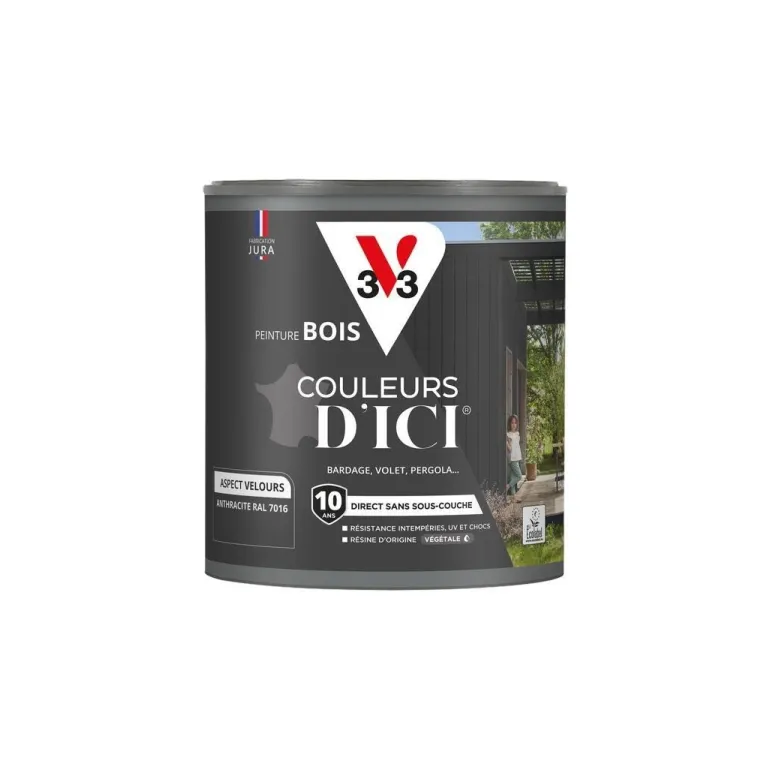 Peinture bois extérieur couleurs d'ici anthracite 7016 0,5L