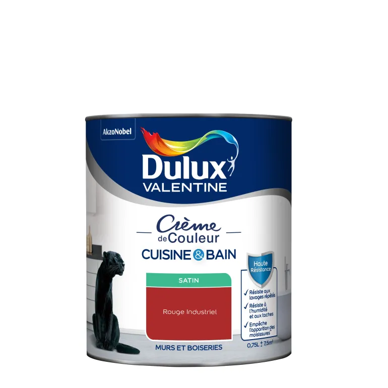 Peinture Crème de Couleur Cuisine/Bain Sat Rouge Indus 0,75L