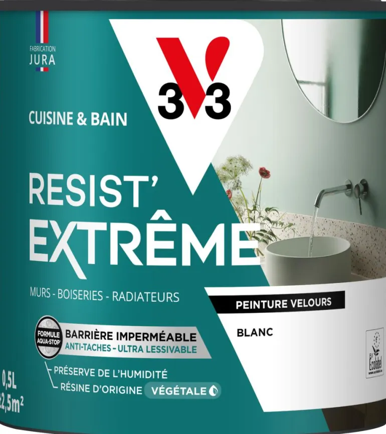 Peinture cuisine et bain Resist Extrême Blanc Vel 0,5L