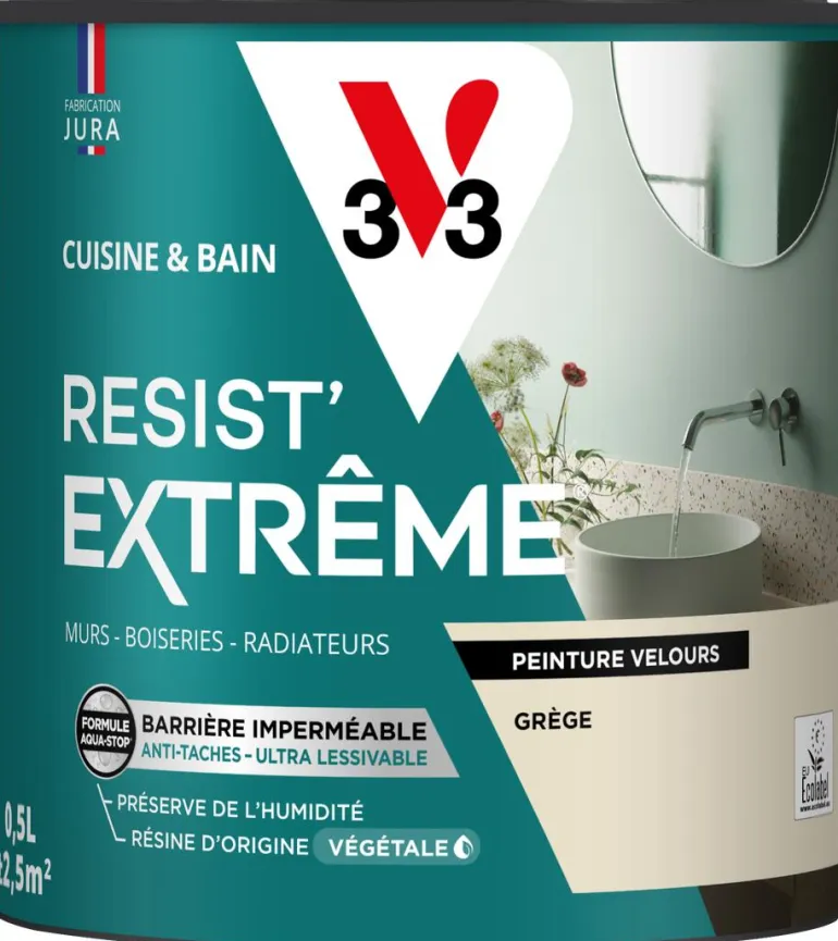 Peinture cuisine et bain Resist Extrême Grège Velours 0,5L