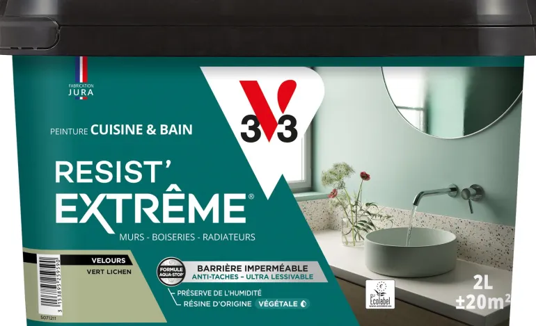 Peinture cuisine et bain Resist Extrême Vert lichen Vel 2L