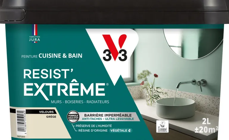 Peinture cuisine et bain Resist Extrême Grège Velours 2L