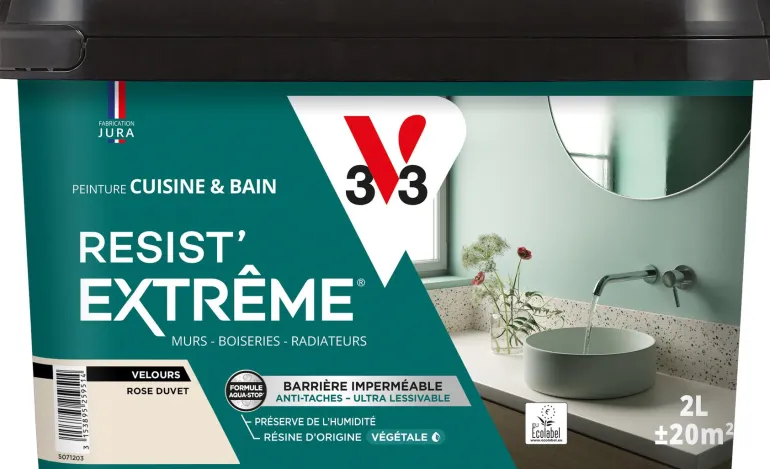 Peinture cuisine et bain Resist Extrême Rose duvet Vel 2L