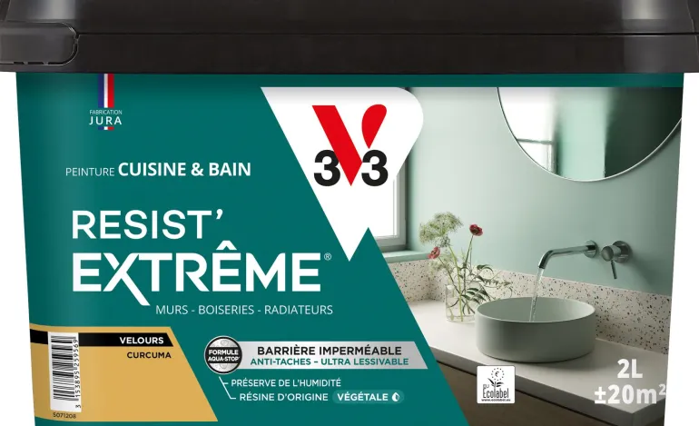 Peinture cuisine et bain Resist Extrême Curcuma Velours 2L