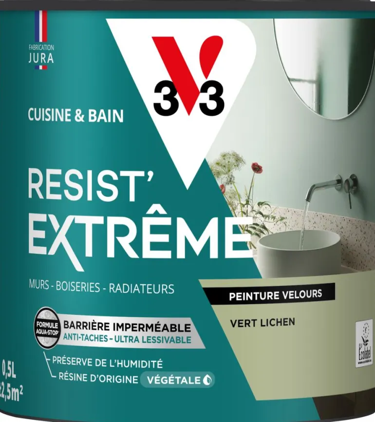 Peinture cuisine et bain Resist Extrême Vert lichen Vel 0,5L