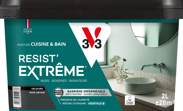 Peinture cuisine et bain Resist Extrême Noir abysse Vel 2L