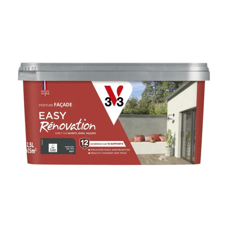 Peinture Façade Easy Rénovation anthracite mat 2,5L V33