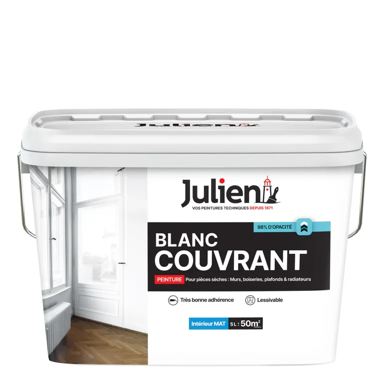 Peinture intérieure Blanc Couvrant mat base white 5L JULIEN