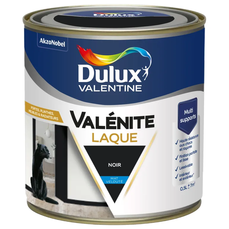 Peinture laque acrylique Valénite Noir Mat 0,5L