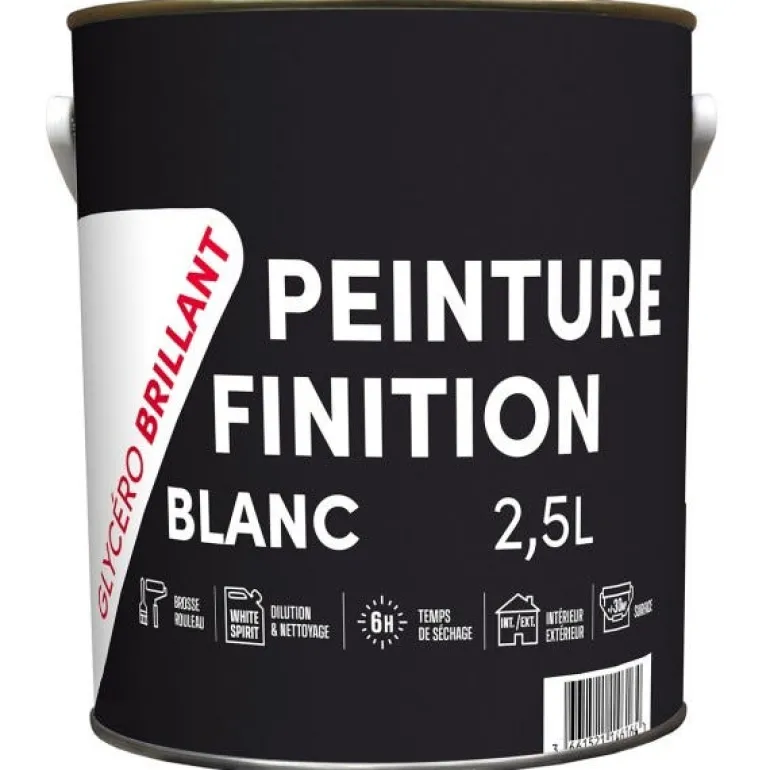 Peinture laque glycérophtalique blanc brilant 2,5L