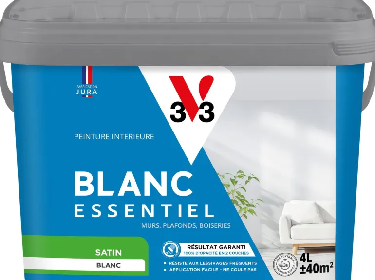Peinture murs et plafonds Blanc essentiel Satin 4L V33