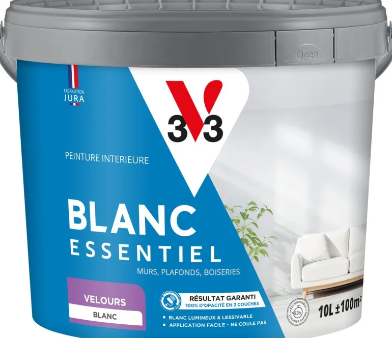 Peinture murs et plafonds Blanc essentiel Velours 10L V33