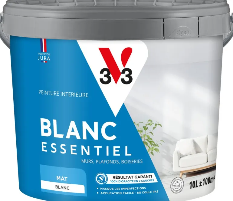 Peinture murs et plafonds Blanc essentiel Mat 10L V33
