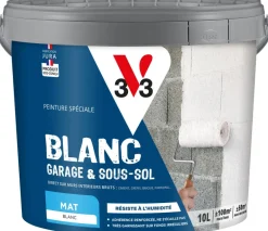 Peinture murs intérieurs garage & sous-sol Blanc Mat 10L V33