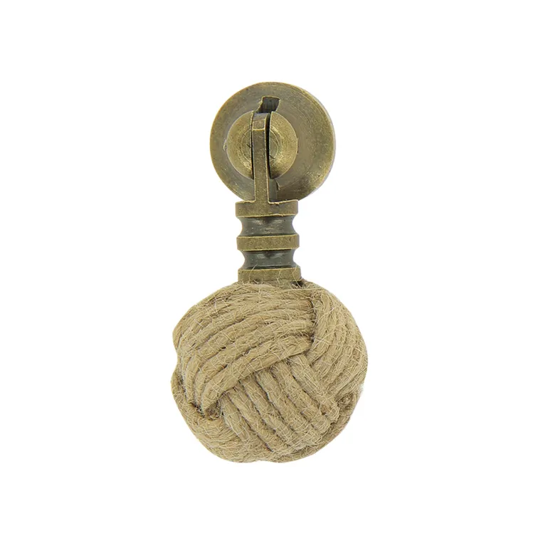 Pendant boule corde clair laitonné vieilli x2
