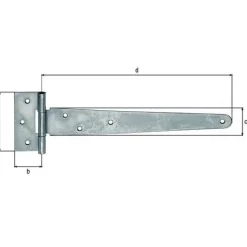 Penture anglaise acier brut zinguée 248/44x100 mm
