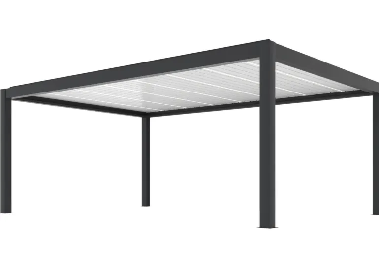 Pergola autoportante motorisée Summer 6x4m gris-blanc
