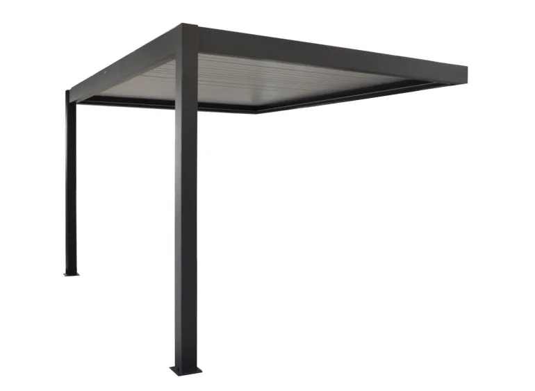 Pergola bioclimatique Zéphir adossée motor 3x4m gris-blanc