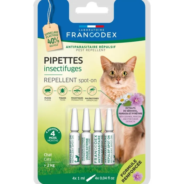 Pipettes insectifuges pour chat de plus de 2kg (0,6 ml x 4)