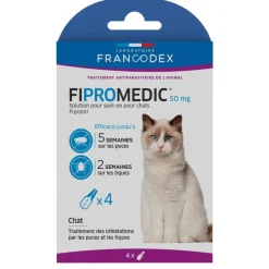 Pipettes Spot on pour chat Fipromedic 50 mg (0,5 ml x 4)