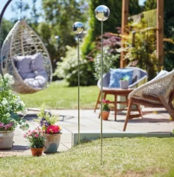 Pique décorative boule acier GazeBall 15cm H125cm