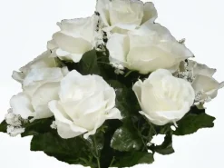 Piquet funéraire de roses ouvertes H 50 cm